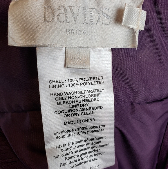 David's Bridal Bridesmaid Floor Length Plum dress Size 4 - Picture 6 of 6